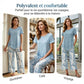 💙Ensemble décontracté à col rond composé d'une tunique superposée et d'un pantalon à larges jambes