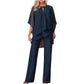 Ensemble Élégant Femme Deux Pièces : Haut Asymétrique et Pantalon Large