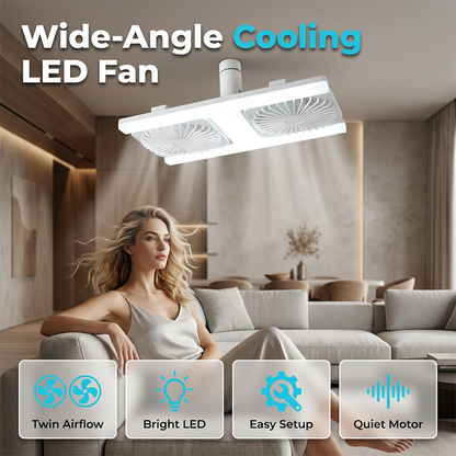 🌬️✨Ventilateur de plafond à double tête avec lumière LED – design moderne avec télécommande pour salon et chambre