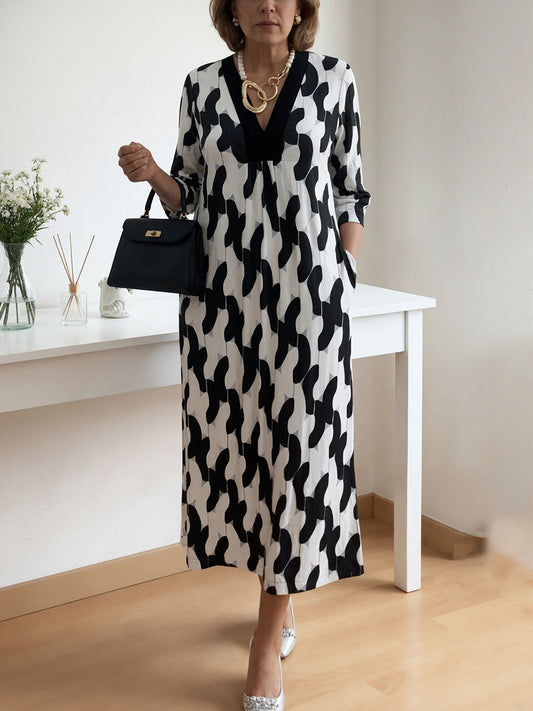 🌸 Offre printanière : -50 % de réduction ! 🔥 Robe maxi décontractée-chic – Encolure en V, manches mi-longues, parfaite pour tous les jours ✨