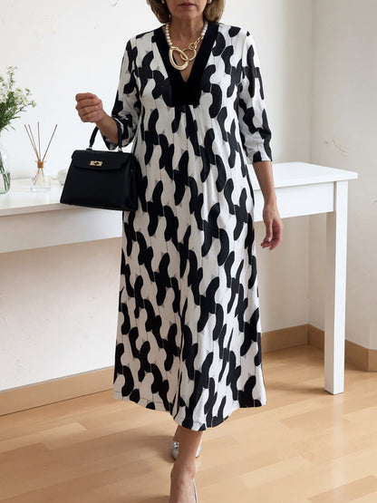 🌸 Offre printanière : -50 % de réduction ! 🔥 Robe maxi décontractée-chic – Encolure en V, manches mi-longues, parfaite pour tous les jours ✨