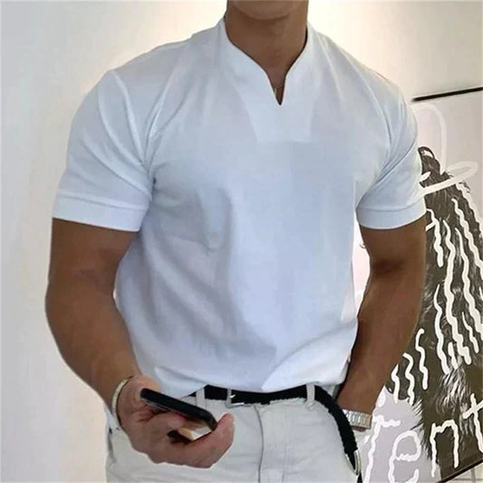 💎 50% DE RÉDUCTION ! 💎 Chemise de Sport à Manches Courtes pour Hommes – Col en V, Confortable & Disponible jusqu'au 5XL 👕✨