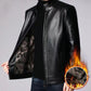 📢 50 % DE RÉDUCTION !! ⏰ Veste Chaude en Cuir pour Homme – Doublure en Peluche, Col Montant & Multiples Poches 🖤