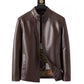 📢 50 % DE RÉDUCTION !! ⏰ Veste Chaude en Cuir pour Homme – Doublure en Peluche, Col Montant & Multiples Poches 🖤