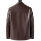 📢 50 % DE RÉDUCTION !! ⏰ Veste Chaude en Cuir pour Homme – Doublure en Peluche, Col Montant & Multiples Poches 🖤