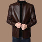 📢 50 % DE RÉDUCTION !! ⏰ Veste Chaude en Cuir pour Homme – Doublure en Peluche, Col Montant & Multiples Poches 🖤
