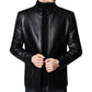 📢 50 % DE RÉDUCTION !! ⏰ Veste Chaude en Cuir pour Homme – Doublure en Peluche, Col Montant & Multiples Poches 🖤