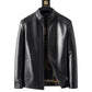 📢 50 % DE RÉDUCTION !! ⏰ Veste Chaude en Cuir pour Homme – Doublure en Peluche, Col Montant & Multiples Poches 🖤