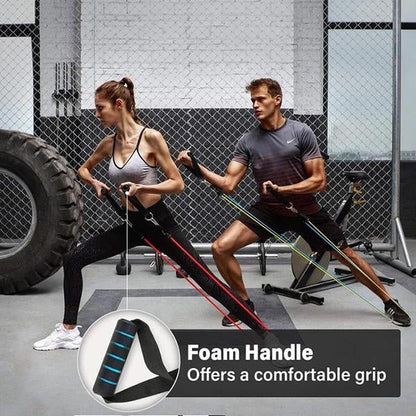 💪 50% DE RÉDUCTION 📢 Kit bandes de résistance 12 pièces – 10-100 LBS, latex naturel & mallette transport – Parfait pour home gym ou fitness nomade – entraînement complet partout 🏅