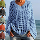 ☕Pull en maille ajourée femme, coupe ample, manches longues, style décontracté et polyvalent🛍️