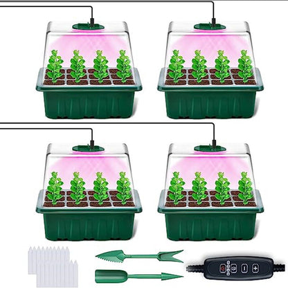 🌱 Mini Serre de Semis avec Éclairage LED Intégré & Minuterie – Couvercle Haut, Intensité Réglable pour Plantes d’Intérieur