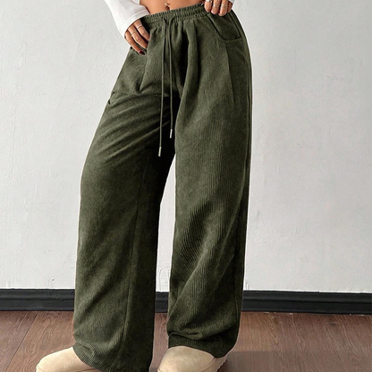 ✨💖 Style Rétro-Chic | Pantalon en Corde Velours Taille Haute | Coupe Détendue & Matière Texturée 🕶️【-60%】