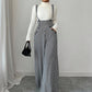 📢📢50 % DE RÉDUCTION !! ⏰ Pantalon Taille Haute à Bretelles Motif Pied-de-Poule – Coupe Large, Élégance Vintage & Silhouette Allongée 🎀👖