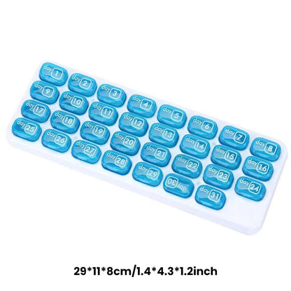 💊📅 Pilulier mensuel portable de 31 jours ✨💪 – Idéal pour les voyages et le quotidien, boîte à comprimés antidérapante avec affichage des dates, rangement compact pour médicaments, pour votre santé