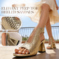 💐50% DE RÉDUCTION ! Sandales à Talons Bout Ouvert – Tissage Chic & Talon Bloc Stable 💃✨【Offre Limitée】