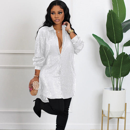 Robe midi scintillante à paillettes pour femme