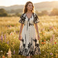 👗 50% de réduction+Livraison gratuite✨Robe midi élégante à col en V et imprimé botanique