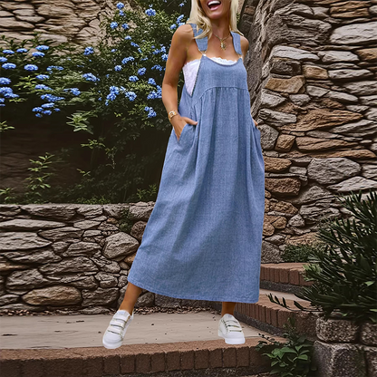 Robe salopette ample et décontractée pour femme avec poches