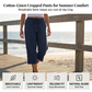 Pantalon court pour femme en mélange coton-lin