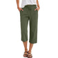 Pantalon court pour femme en mélange coton-lin