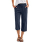 Pantalon court pour femme en mélange coton-lin
