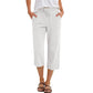 Pantalon court pour femme en mélange coton-lin