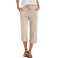 Pantalon court pour femme en mélange coton-lin