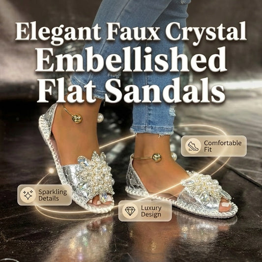 Damen Sandalen mit Perlenblüten – Flach, Elegant und Vielseitig für den Sommer
