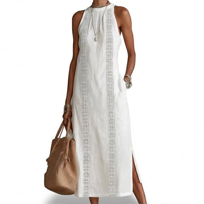 🌸🎉 -50% | Robe Vintage Femme en Coton et Lin avec Empiècements en Dentelle – Confortable, Élégante & Parfaite pour l'Été 2026