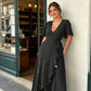 Women's Polka Dot V-Neck Maxi Dress