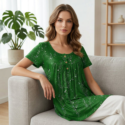 Tunique femme plissée à imprimé floral