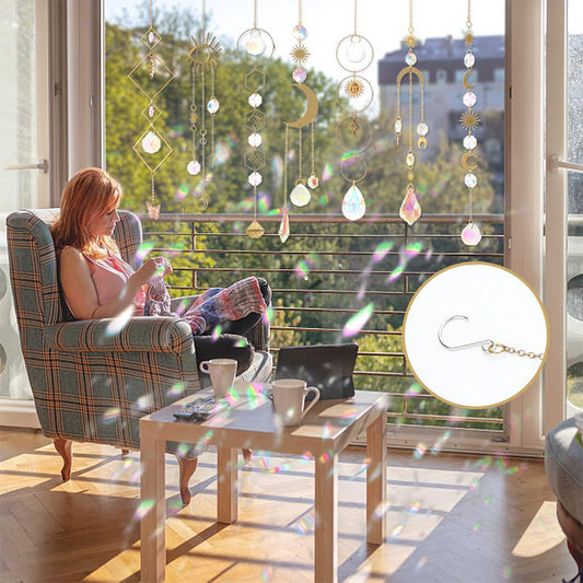 🔥🎁 PROMO 50% JUSQU'À ÉPUISEMENT DU STOCK ! Ensemble Décoratif Attrape-Soleil – Cristal Synthétique, 2 Couleurs (Or/Argent), Longueur 43-47 cm