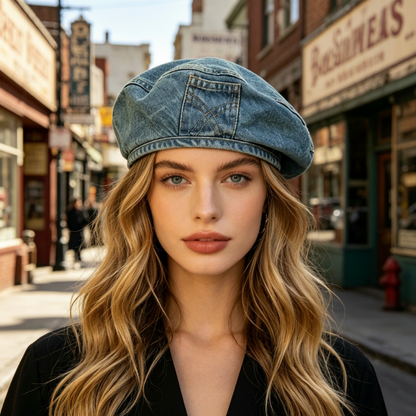 ⏰ 30 % de réduction – Offre limitée ✨ Béret en denim vintage pour femme