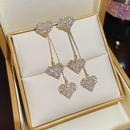 📢📢50% OFF !! ⏰Boucles d’oreilles longues cœur suspendu – Romantiques et délicates, style chaîne💕✨