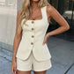 🤍 50% DE RÉDUCTION ⏰ ☀️ Costume Femme Blazer + Short – Le Duo Polyvalent pour le Bureau et les Jours Ensoleillés