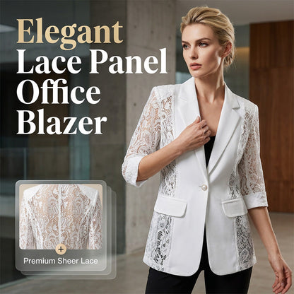 ☀️🌸 Blazer blanc en dentelle aérée, coupe ajustée – Idéal pour l'été
