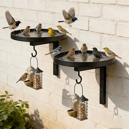🔥 Soldes Mi-Saison : −50 % jusqu'à épuisement ! ⏰🐦Mangeoire et Abreuvoir à Oiseaux Mural en Fer Forgé – Décoration Artisanale pour Jardin, Terrasse et Balcon🌿
