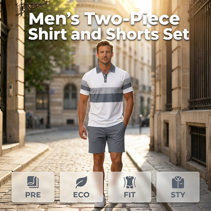 ☀️Set 2 Pièces Chemise et Short pour Homme – Confortable, Respirant et Polyvalent pour l'Été, les Loisirs et les Voyages👕🩳