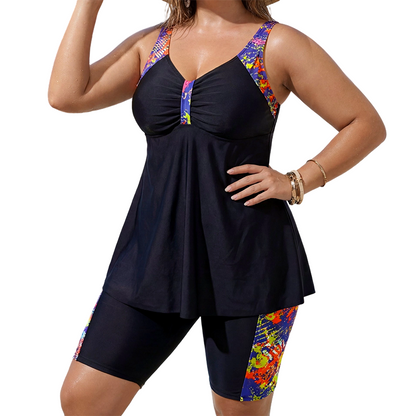 Ensemble Tankini fluide et short de bain pour femme – gaine ventre douce, coupe boy short, maintien léger – profitez de -50 % sur une sélection estivale☀️👙