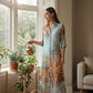 👗 50% DE RÉDUCTION 🌺 Robe longue imprimée bohème – coupe fluide, col V et boutons devant – tissu léger et respirant – idéale pour les belles journées d’été