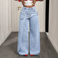 👖✨Jean pour femme à taille asymétrique et jambes larges