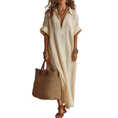 🔥 Soldes Mi-Saison : −50 % jusqu'à épuisement ! ⏰🌿 Robe Maxi Unie – L’Essentiel Épuré pour une Élégance au Quotidien