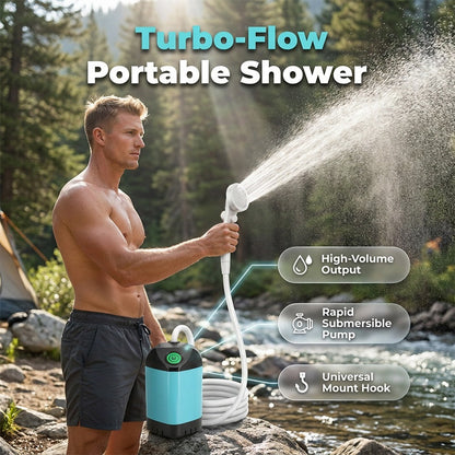 🏕️🚿Douche nomade rechargeable – Kit pommeau auto‑aspirant, batterie intégrée, pression ajustable, pour camping, van, jardin & salle de bain sans accès fixe