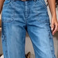 👖 PROMO FLASH 50% ! 📢Pantalon Jean Court Extensible Femme – Coupe Barrel Décontractée, Taille Mi-Haute, Poches Multiples, 2 Coloris, Tailles S-3XL, Idéal Quotidien ✨