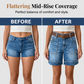 🩳🌸 OFFRE LIMITÉE -50% | Bermuda en Jean Taille Mi-Haute Femme – Denim Stretch Confort, Coupe Flatteuse & Poches Pratiques ✨
