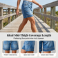 🩳🌸 OFFRE LIMITÉE -50% | Bermuda en Jean Taille Mi-Haute Femme – Denim Stretch Confort, Coupe Flatteuse & Poches Pratiques ✨