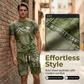 Ensemble casual homme – T-shirt et short imprimé faux denim
