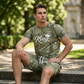Ensemble casual homme – T-shirt et short imprimé faux denim