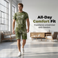 Ensemble casual homme – T-shirt et short imprimé faux denim