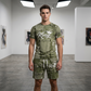 Ensemble casual homme – T-shirt et short imprimé faux denim